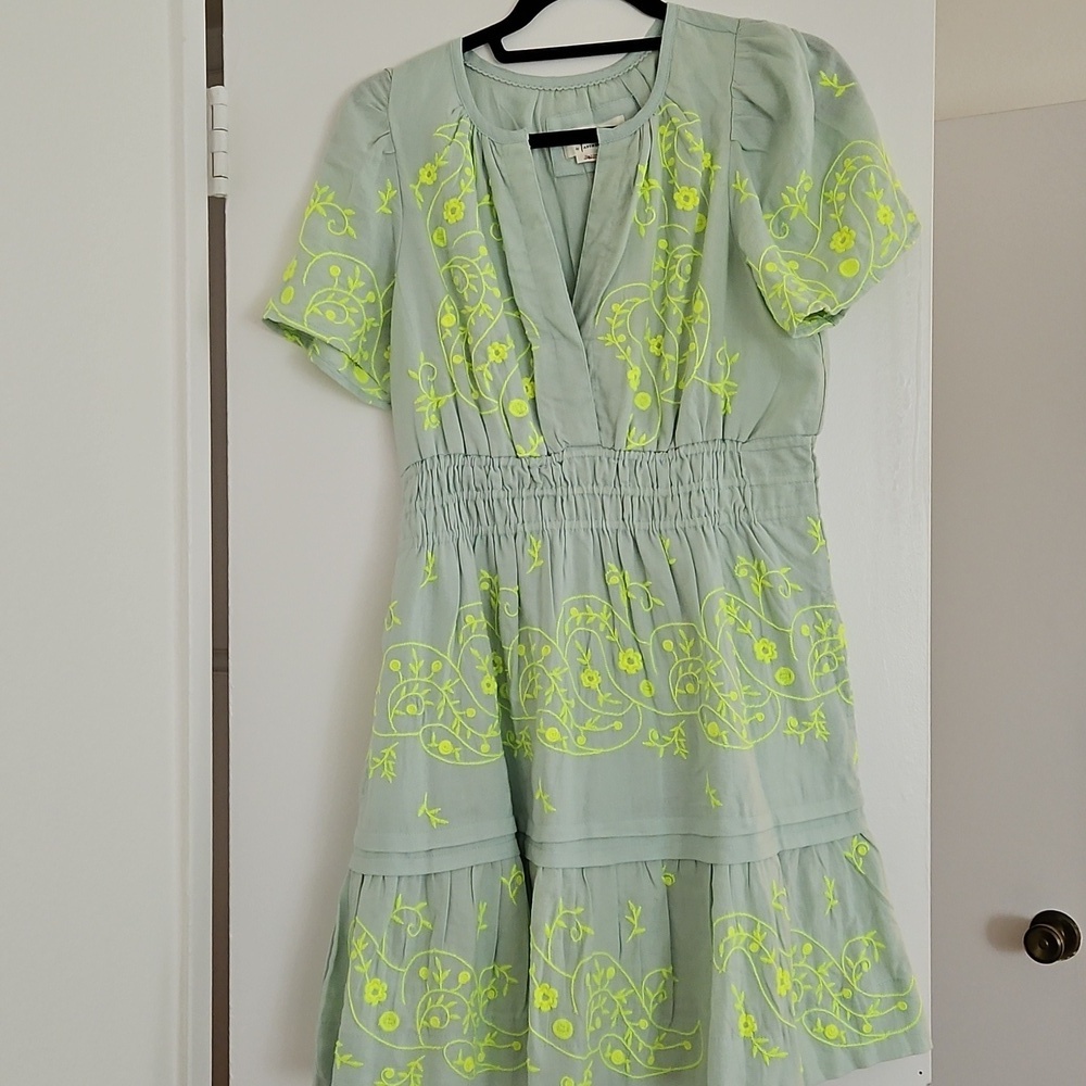 Anthropologie Linen Dress Women Medium oversized Somerset Embroidered NWOT - Picture 2 of 6